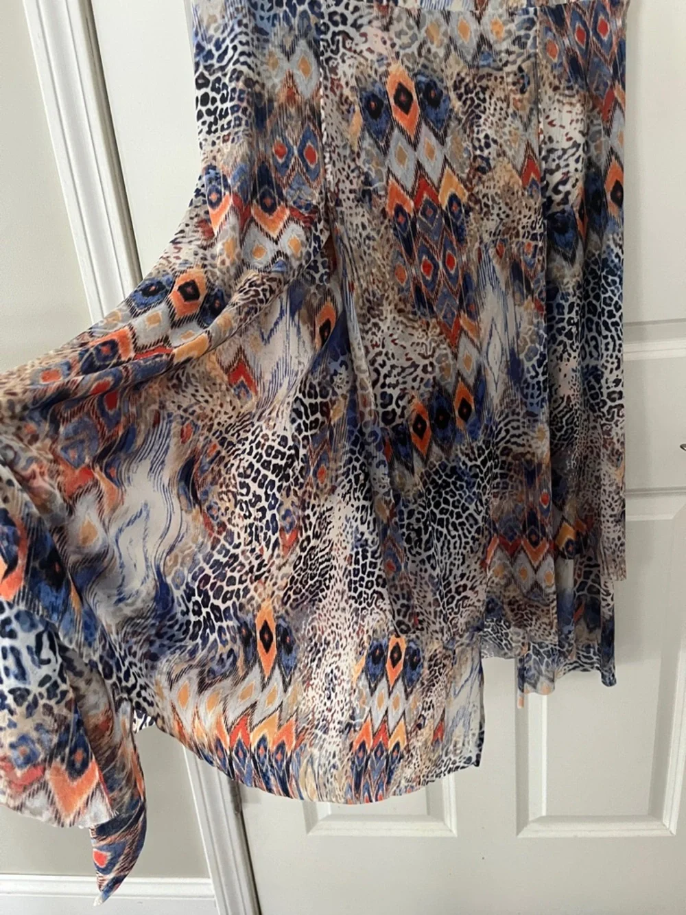Chico's Women's Pull on, multicolor Scarf Skirt Sz 2 = Large